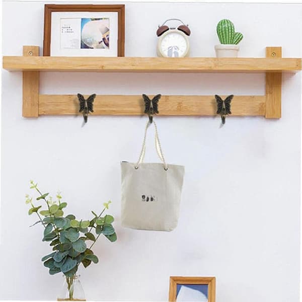 Wall Mounted Coat Rack with Butterfly Motif, Vintage Towel Holder, Wall Hook Compatible with Kitchen Bathroom Bedroom copper-4pcs