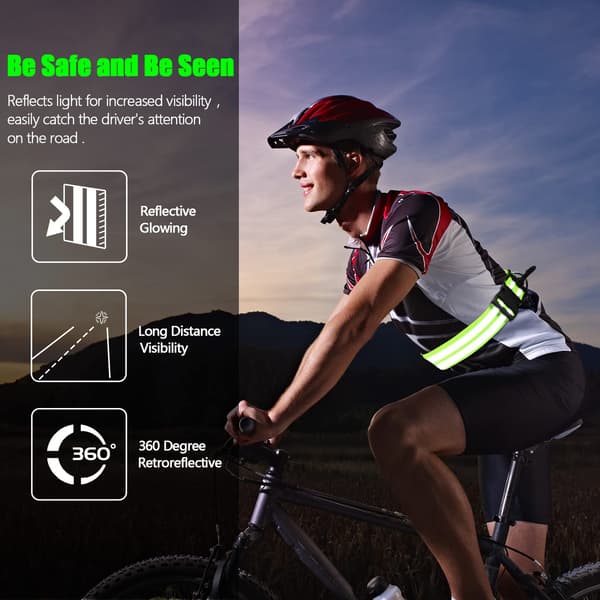 2-pack Högvisande Reflexjacka & Justerbart Bälte för Nattsäkerhet, Cykling, Promenader, Reflexutrustning, Fluorescerande Fluorescent Green+Fluorescent Green