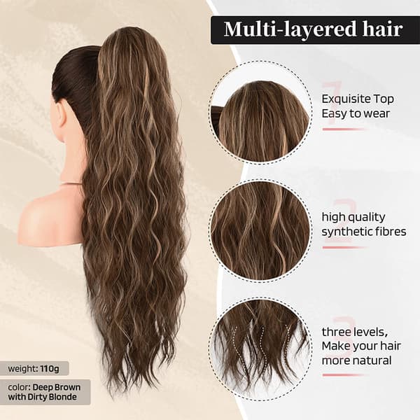 Hårforlengelse med hestehale, 50 cm hestehale-extensions med snøring for kvinner GYD-3