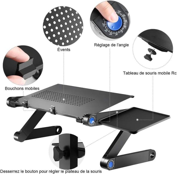 Laptop Stand - Sammenklappeligt sengebord, PC-bord, Vippelæsning