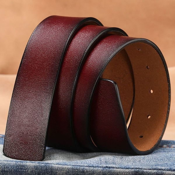 Äkta läderbälte utan spänne 02 Brown 3.8cm