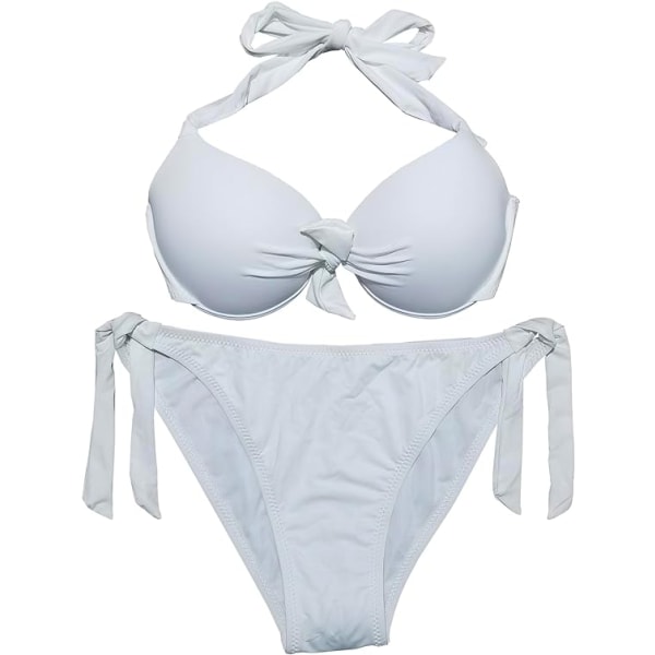 Dame Bikini Sæt Badetøj Halsrem Push Up Bikini Top White M