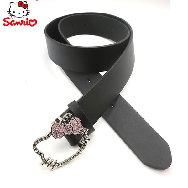 Plus size dambälte med Hello Kitty kristallspänne och nitar, lämpligt för klänningar Black