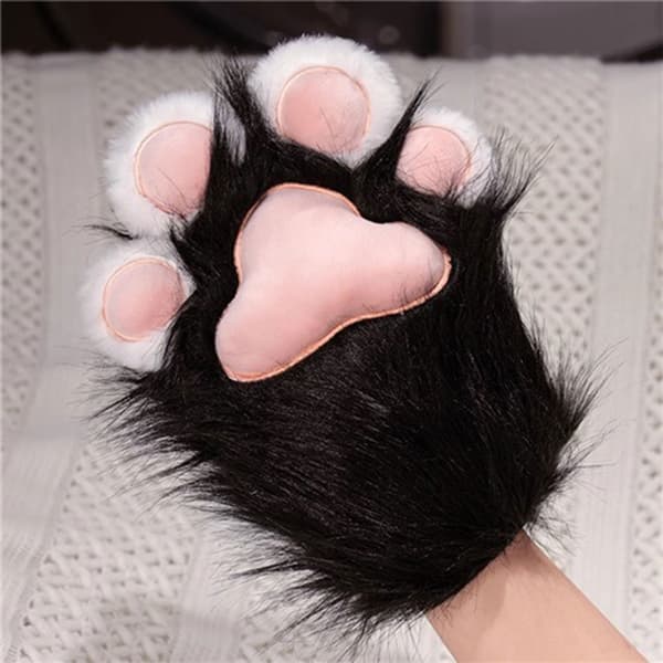 Søde Kattepote Vinterhandsker til Kvinder, Cosplay Varme Håndvarmere med Poteprint Design til Kvinder Hvid White 1pair
