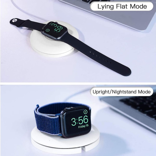 Laddningsställ kompatibelt för Apple Watch, bärbar laddstation Kabelhantering Dockhållare Organizer för Iwatch med band White