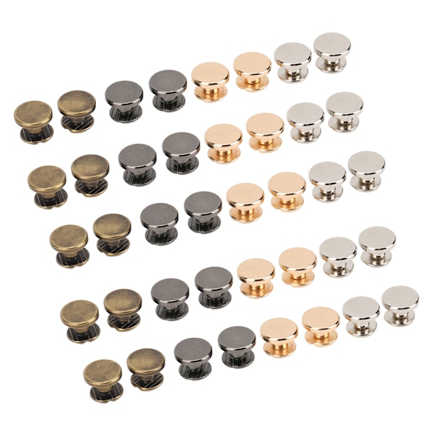 40 kpl DIY-sidontaruuveja, 4 väriä, litteä pää, 9x5 mm, sileämmät pinnat, metalliset Chicago-ruuvit vöille, käsilaukuille, kengille, vaatteille