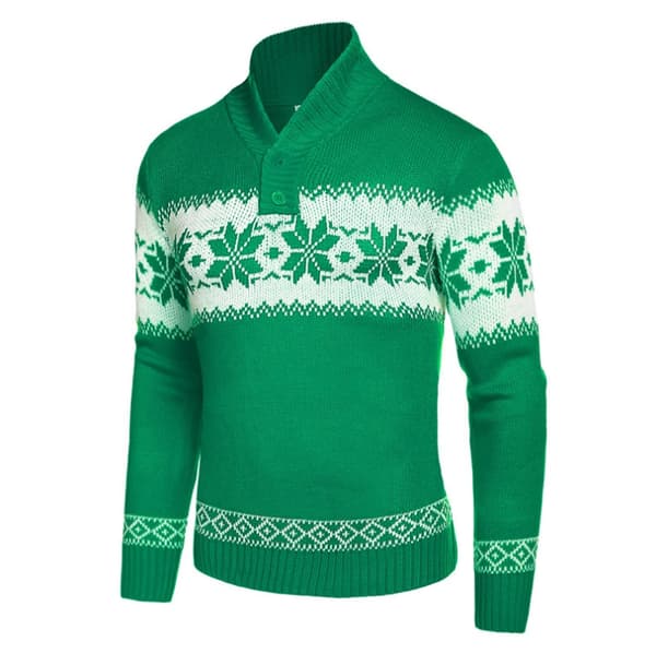 Långärmad stickad jultröja för män, grön Green XXL