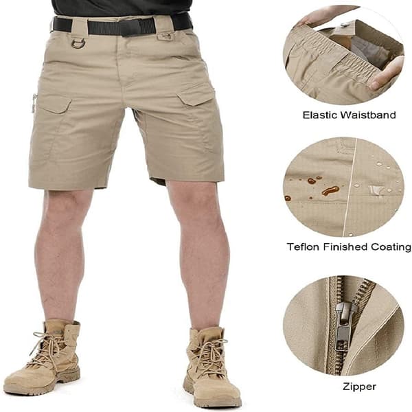Holdbare, åndbare og svedtransporterende taktiske cargoshorts til mænd, afslappede udendørs arbejds- og vandreshorts med bælte, lette og hurtigtørrende Pattern M