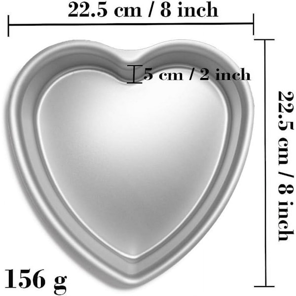 Hjerteformede bageforme - Aluminiumsbageforme - Valentinsdag, bryllupper, fødselsdage osv. (Sæt med 3 hjerteformede bageforme, 20 x 5 cm)