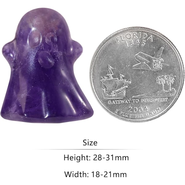 2 stk. Ametyst Krystallstein Mini Halloween Spøkelsesstatue Sett, Skåret Steinfigur Helbredende Steinfigur Ornament Hjem Fest Dekor