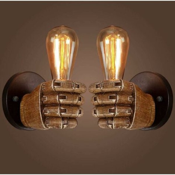 Antik nävevägglampa, vintage industriell vägglampa E27 Edison glödlampsfot för hall Kök Sovrum Restaurang Café upplyst (vänster hand + höger H