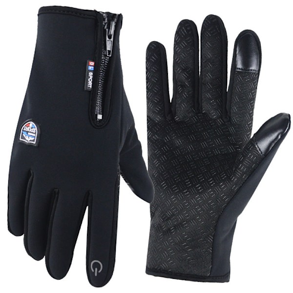 Kvinder Mænd Cykelhandsker Vinter Fleece Vindtæt Termisk Touchscreen Udendørs Skiløb Shield-Black Shield-Black M