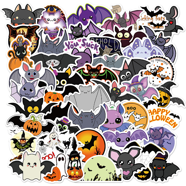 50 stk Halloween Dekorative Graffiti Klistremerker - Vanntette Klistremerker uten Rester for Bagasje, Datamaskiner & Mer (4-6cm) 5合一（250张）