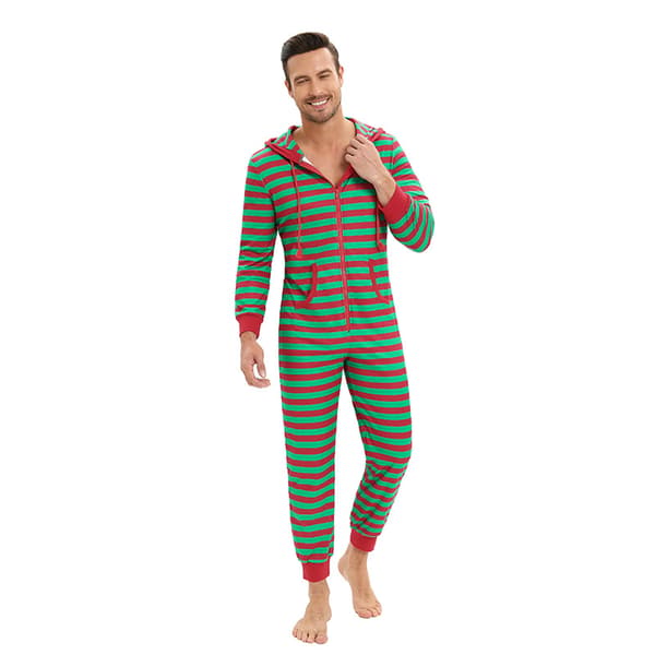 Julepyjamas til voksne, Onesie-kostume, Pyjamas til kvinder, Pyjamassæt til mænd grøn Men Green S