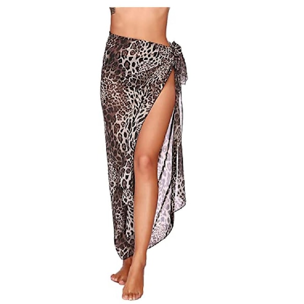 Strand Sarong Pareo Bikini Wrap Kjolar Cover Up För Badkläder Y leopard print