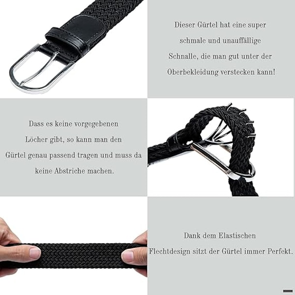 Unisex Elastisk Flettet Elastisk Bælte Stretch Bælte