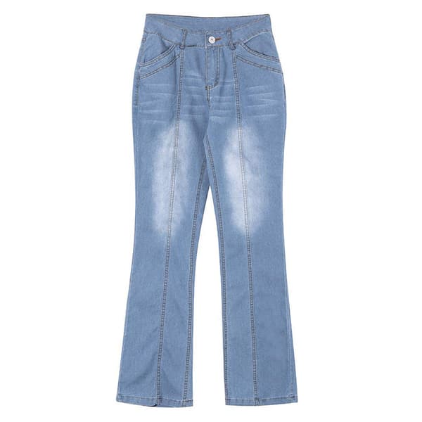 Lågmidjade utsvängda jeans för dam, stuprörsjeans, bootcut, ljusblå ljusblå Ljusblå S