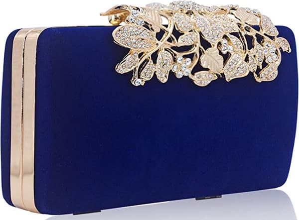 Damaftonväska med blomststängning, strasskristallclutch för bröllopsfest