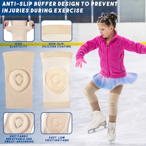 2 par knäskydd för konståkning, danska knäskydd, ishockeyknäskydd, gelknäskydd, dämpning och stöd, ventilerande knäskydd S Beige and Black