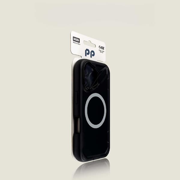 Beskyttende iPhone-deksel: med støtte og speilramme – robust, støtsikkert og magnetisk. Black iPhone15