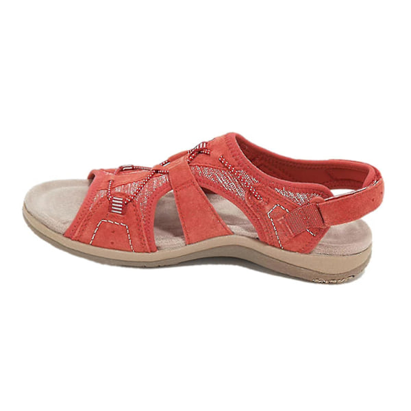 Ultra Bekväma Sandaler Dam Sommar Strandskor med Hålfotsstöd Röd Röd Red 42