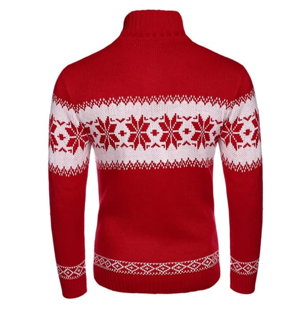 Långärmad stickad jultröja med mönster för män, röd Red M
