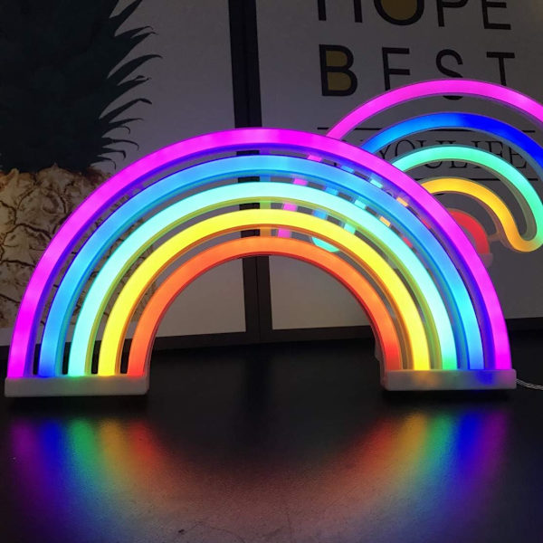Regnbåge Neonljusskyltar, Regnbåge Väggdekor för Flickor Barn Babyrum LED-ljus Regnbågsdekor Barnpresenter