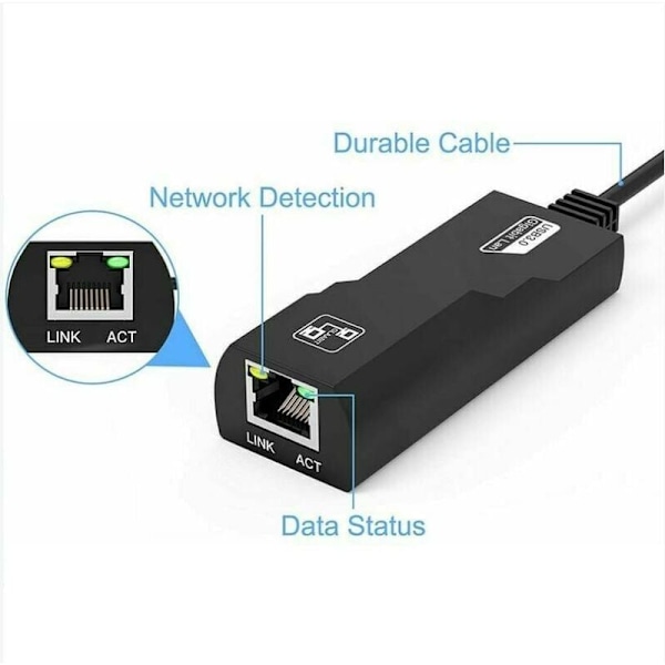 USB Ethernet-adapter, USB 3.0 til RJ45 Ethernet-adapter, nettverk 1000 Mbps LAN-adapter kompatibel med Windows 10/8.1/8/7/Vista/XP, Mac OS 10.6 og LYB