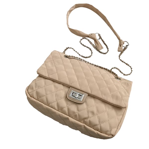 Stylish Khaki Handbag with Chain - Large Shoulder Bag for Daily Commuting and Versatile Use.