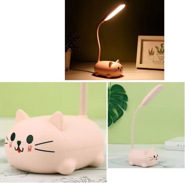 Sød Pink Mini Kat Natlampe, USB Genopladelig, Sammenklappelig til Børneværelse Pink Rosa Rosa