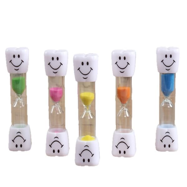 5-pack barntandborsttimer, 3 minuters smiley-timglas, timglas
