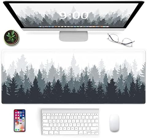 Musematte Skogbakgrunn Mønster XXL XL Stor Musematte Lang Utvidet Musematte Skrivebordsmatte Sklisikker Gummi Musematter PC