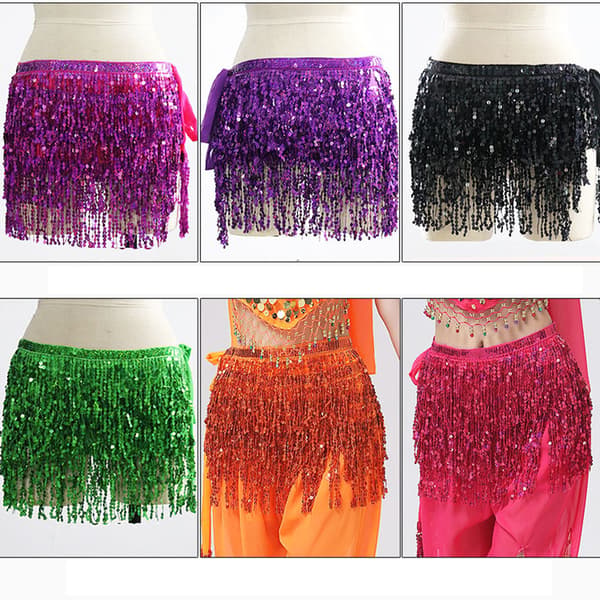 Mage-dans paljett hofteskjerf for kvinner Boho-stil festkostyme for dansefester Orange