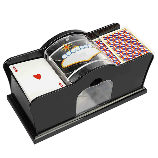 Card shuffler, manual hand cranked card shuffler, manual card shuffler with simple hand crank system, for home card game sjx