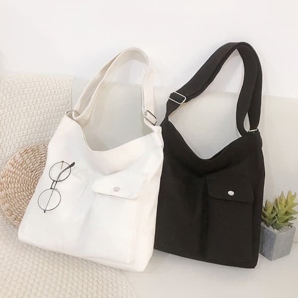 Dametaske, Tote Canvas Håndtasker, Skuldertasker - høj kvalitet - black