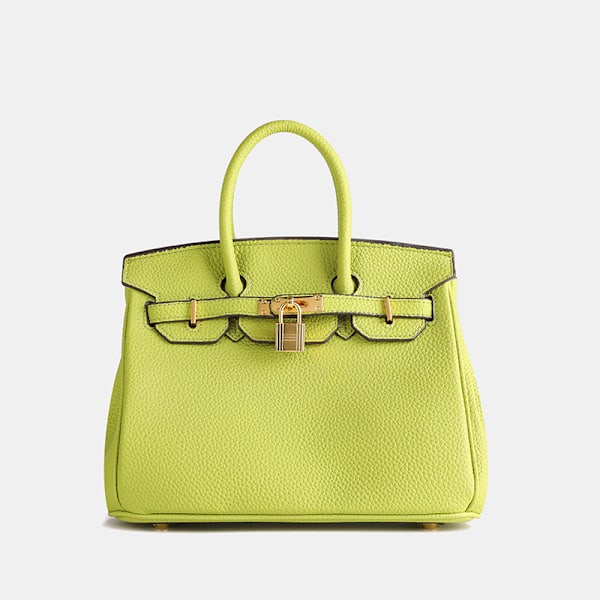 Stilig lychee-mønstret klassisk platina veske dameveske luksuriøs stor kapasitet skulder crossbody håndveske 30cm Light Green