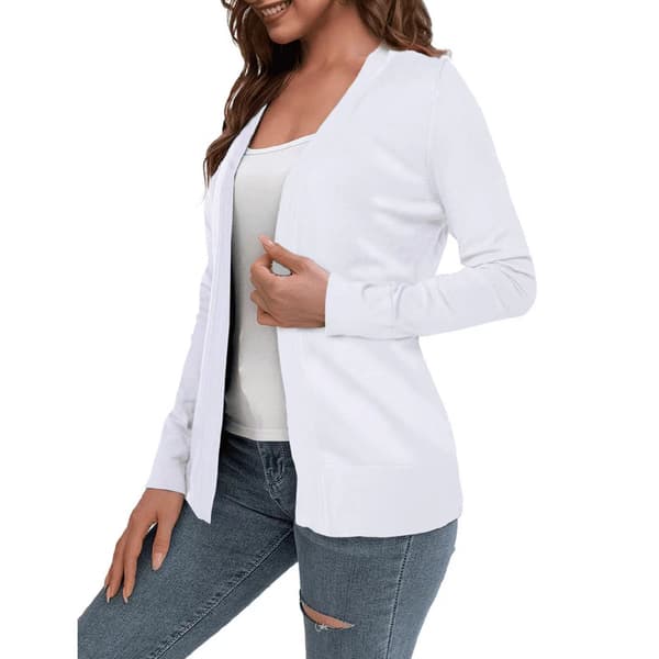 Lett langermet cardigan for kvinner, hvit white XXL