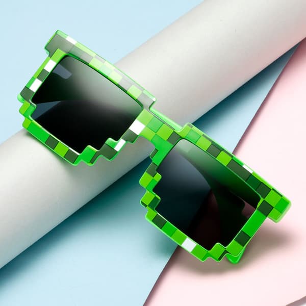(2 stk.) 8-Bit Pixel UV-beskyttelse Gamer Solbriller Voksen Barn Festgaver