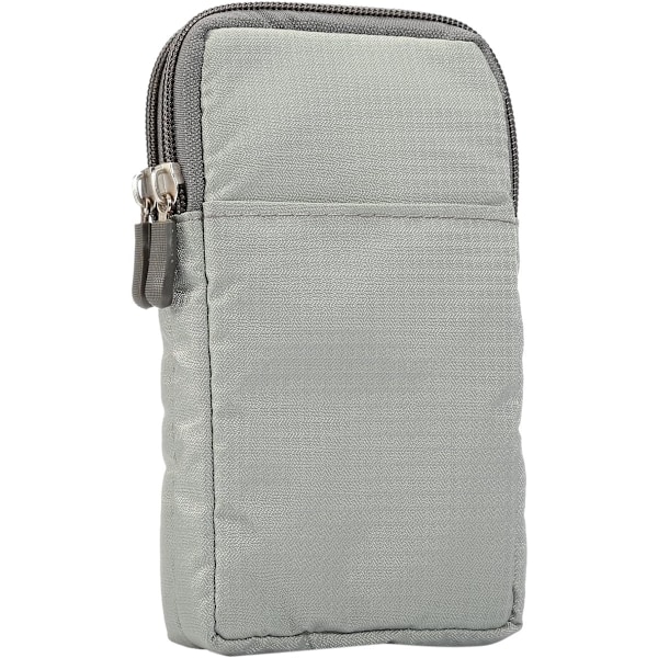 Puhelinvyö, Rintavyöpuhelinlaukku, Ulkoilun Nylon-Olkalaukku, Vyölenkillä ja Karabiinilla, Vaaleanharmaa 9*16.5*3.0CM light gray