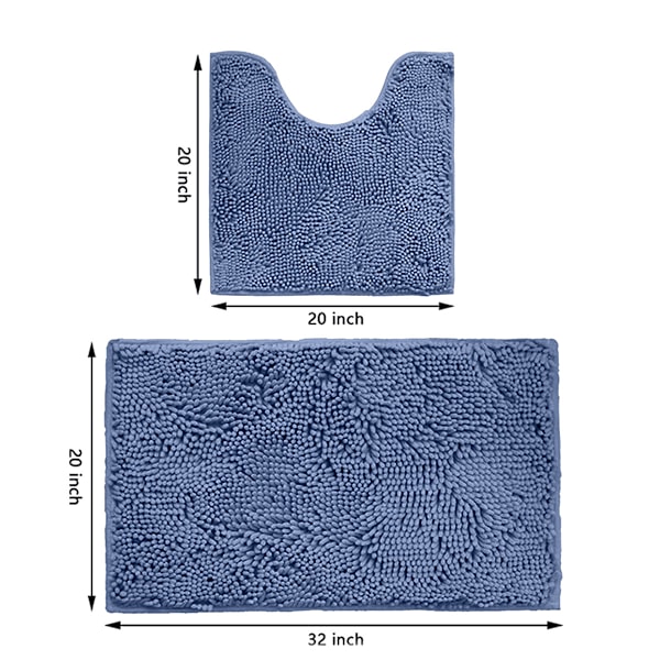 Badeværelsesmåtter Sæt med 2 dele, Superabsorberende Blød, Tyk, Maskinvaskbar Chenille Badeværelsesmåtte, Skridsikker Toiletgulvmåtte, Bademåtter til Badeværelse Style 4