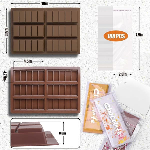 2-pak Silikone Chokoladeforme, Dyb Chokolade Cookie Forme Non-Stick Belægning Chokoladeform, Ideel til Chokolade med Pistacienødder Rectangle 2pcs