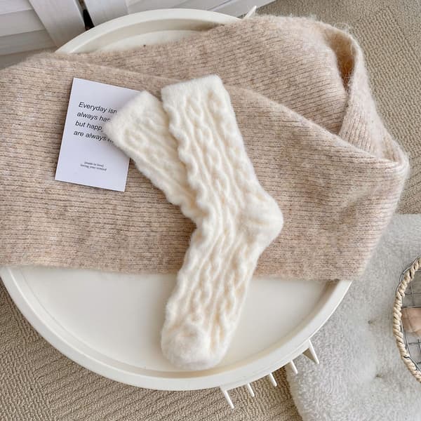Varma Sammetsstrumpor Vinter Fleece Strumpor Tjocknade Bomullsstrumpor Kvinnor white