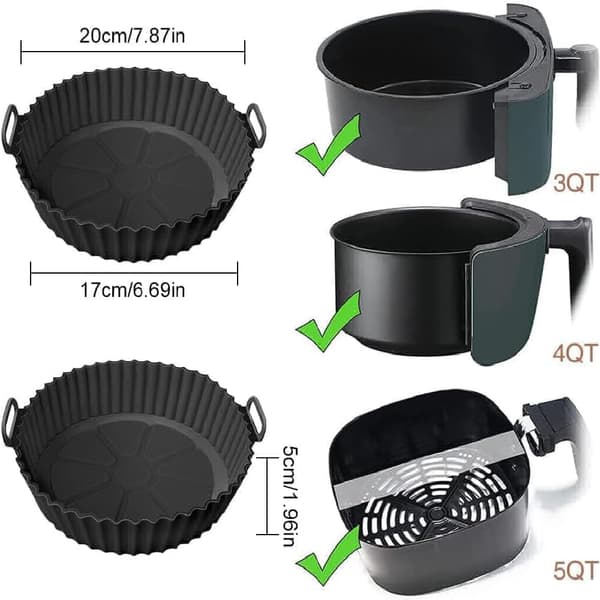 stk. silikoneforme til airfryer, airfryer-tilbehør, genanvendelige i stedet for bagepapir (kapacitet op til 8 liter) Light Blue