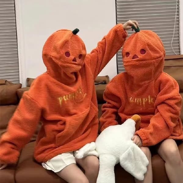 Trendy Halloween Græskar Sweatshirt – Niche Design, Særpræget Stil – Pullover til Introverte og Ekstroverte (Efterår/Vinter Kollektion) 3XL
