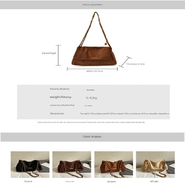 Single Chain Commuter Bag 2025 New Large Capacity Fashionable Versatile Shoulder Bag Coffee