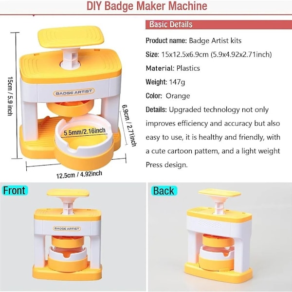 Barnens Badge-knappmaskin DIY-knappar Maskin