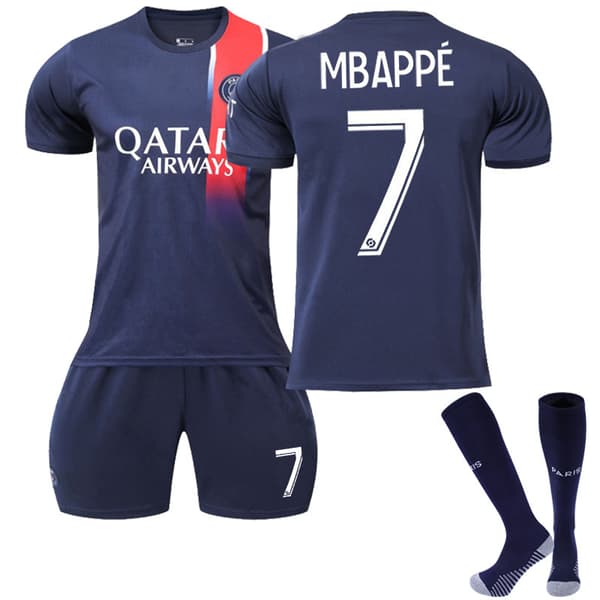 23-24 Paris Børnefodboldtrøje Nr. 7 Mbappe Voksen Børn Saint-Germain Saint-Germain 26（10-11Years）