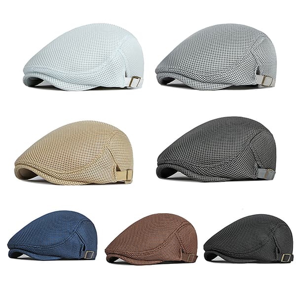 1 stk Herre Casual Hatt Beret Caps for Flat Cap Pustende Mesh C White