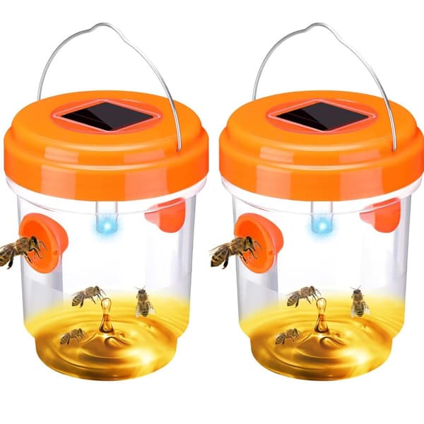 Getingfälla, 2-pack getingfällor för utomhusbruk, bålgetingsfälla, snickarbi-fällor för utomhusbruk, återanvändbar hängande bålgetingsfälla Orange