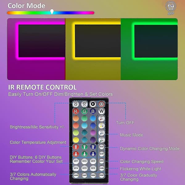 20m Bluetooth RGB LED-striper med fjernkontroll